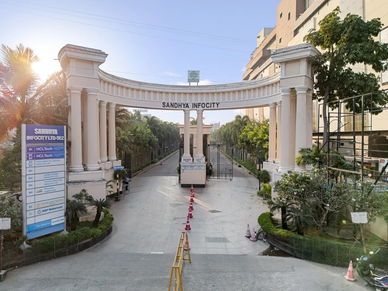 Sandhya Infocity main gate, now open